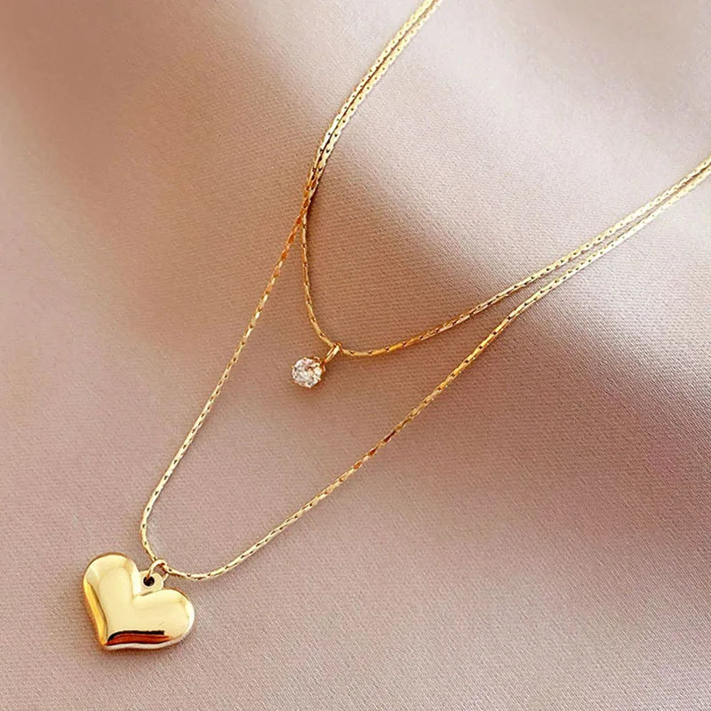 14k Gold Women's Heart Pendant Necklace