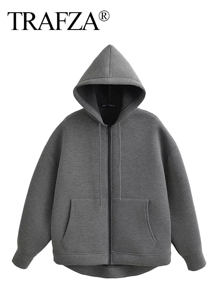 Women's Gray Zip-Up Jacket