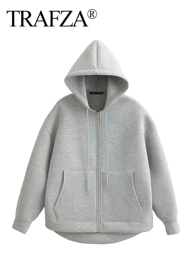 Women's Gray Zip-Up Jacket