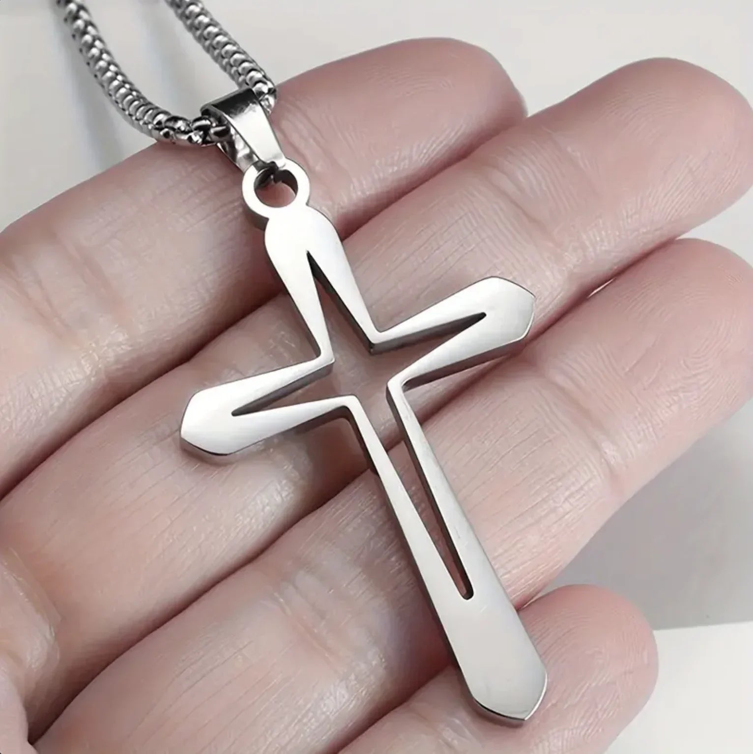 Hollow Cross Pendant Necklace