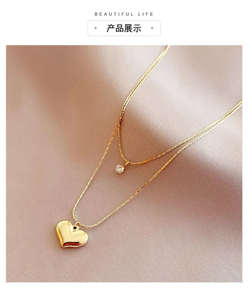 14k Gold Women's Heart Pendant Necklace