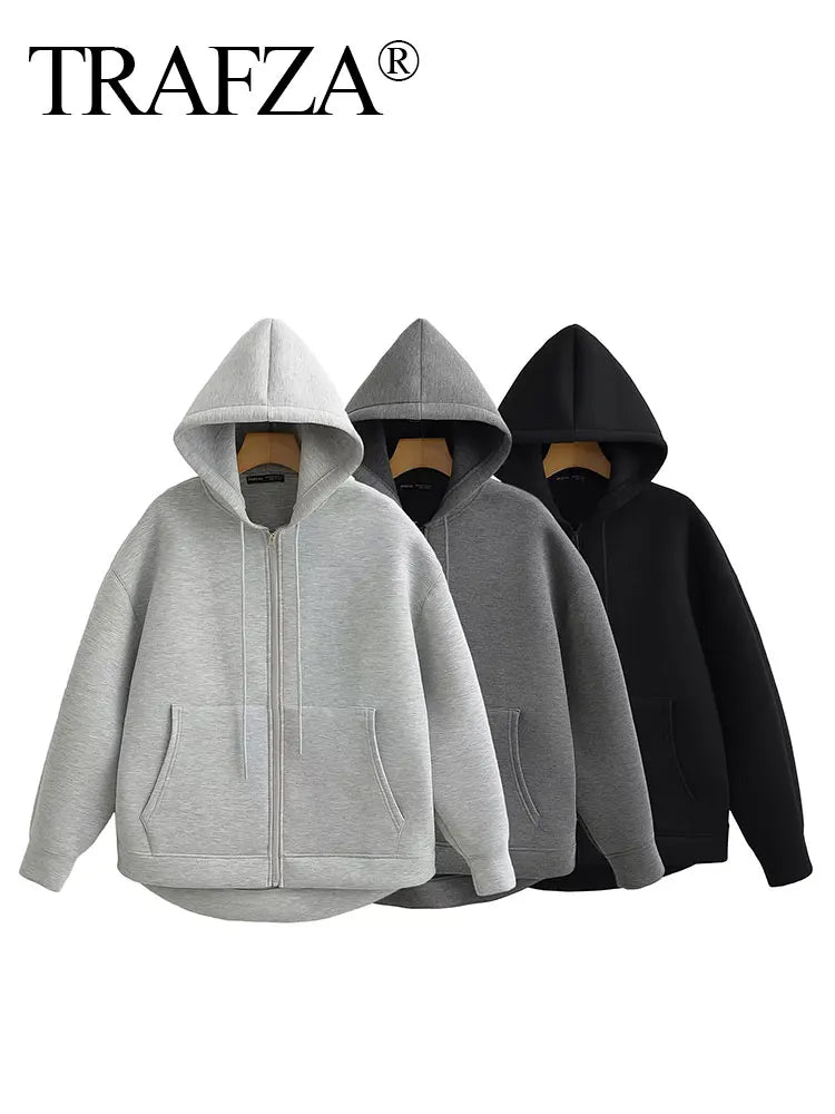 Women's Gray Zip-Up Jacket