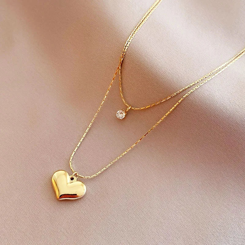 14k Gold Women's Heart Pendant Necklace
