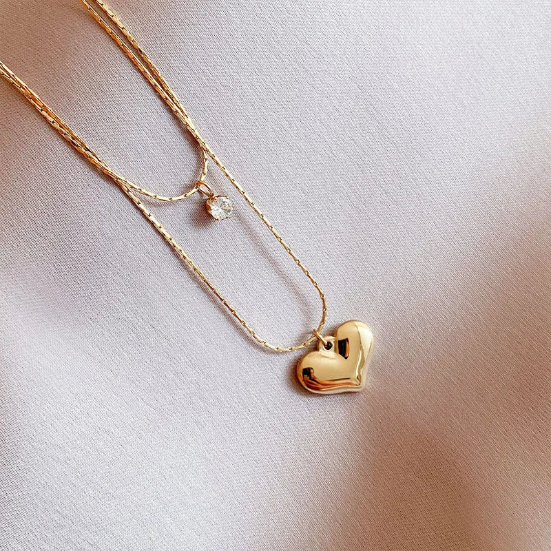 14k Gold Women's Heart Pendant Necklace